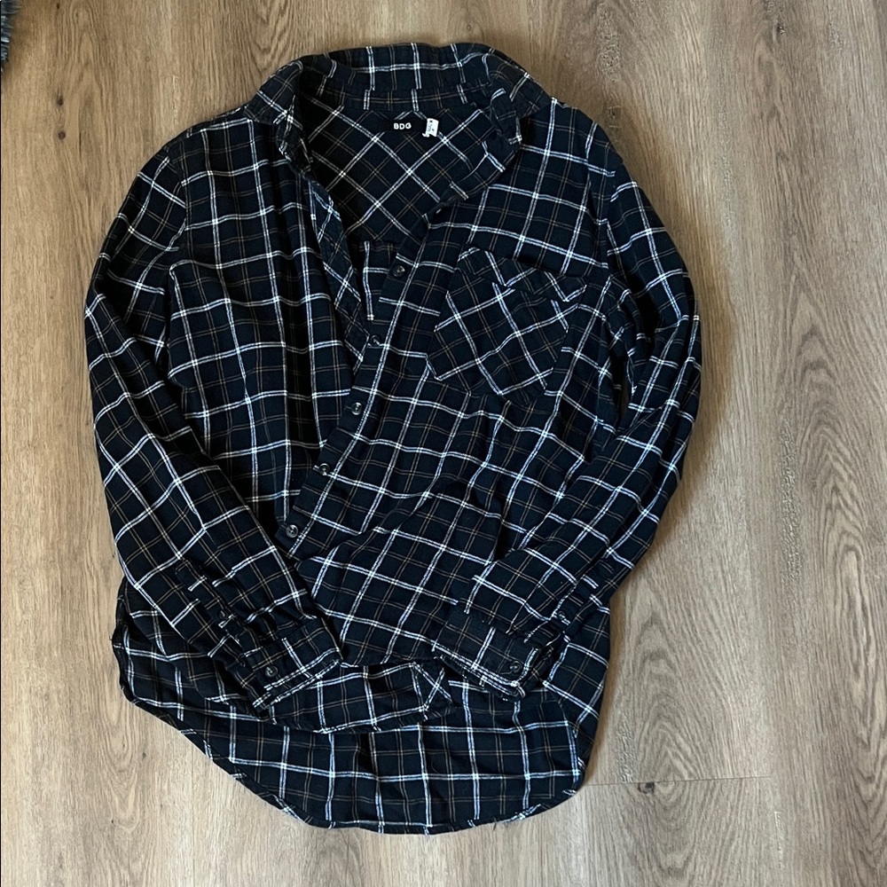 BDG Black and White Checkered Shirt